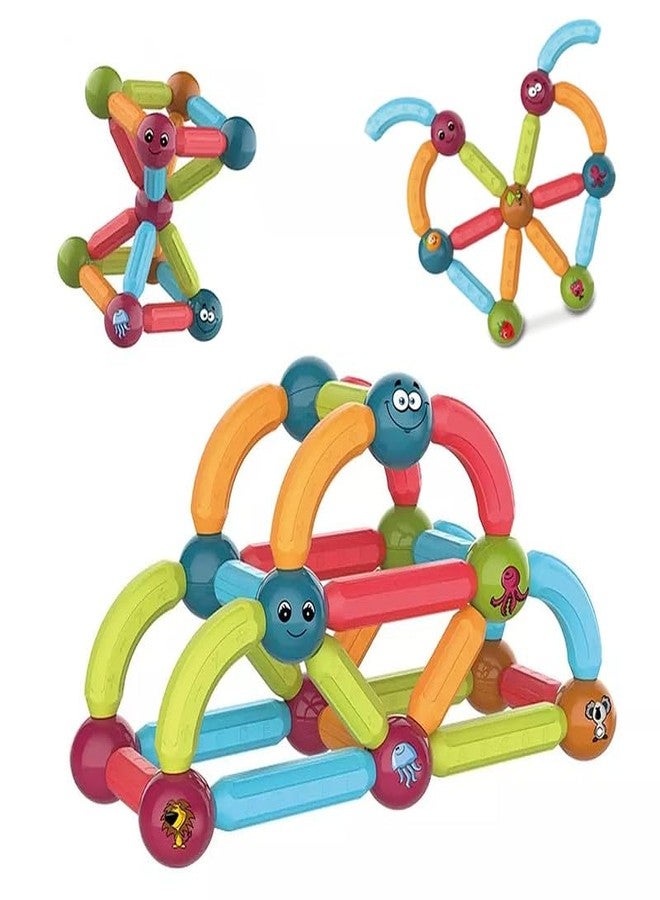KONIGIN Play Game DIY STEM Magnetic Sticks Building Blocks Toy Magnetic Balls and Rods Set Montessori Stacking Toys for Kids (52 Pcs_Multicolor) - Image 1